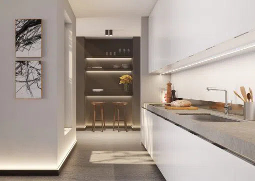 IL10 2M BLACK WALLSTYL SKIRTING BOARD in the modern kitchen | DecorMania UK